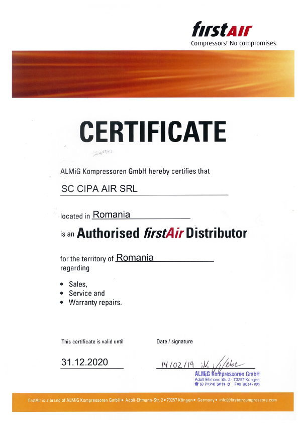 Certificat FirstAir